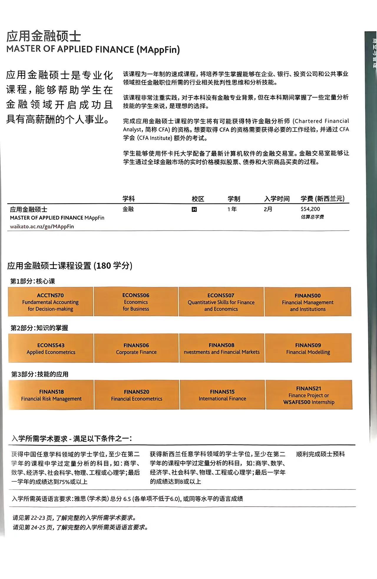 新西兰大学专业介绍—怀卡托大学应用金融硕士